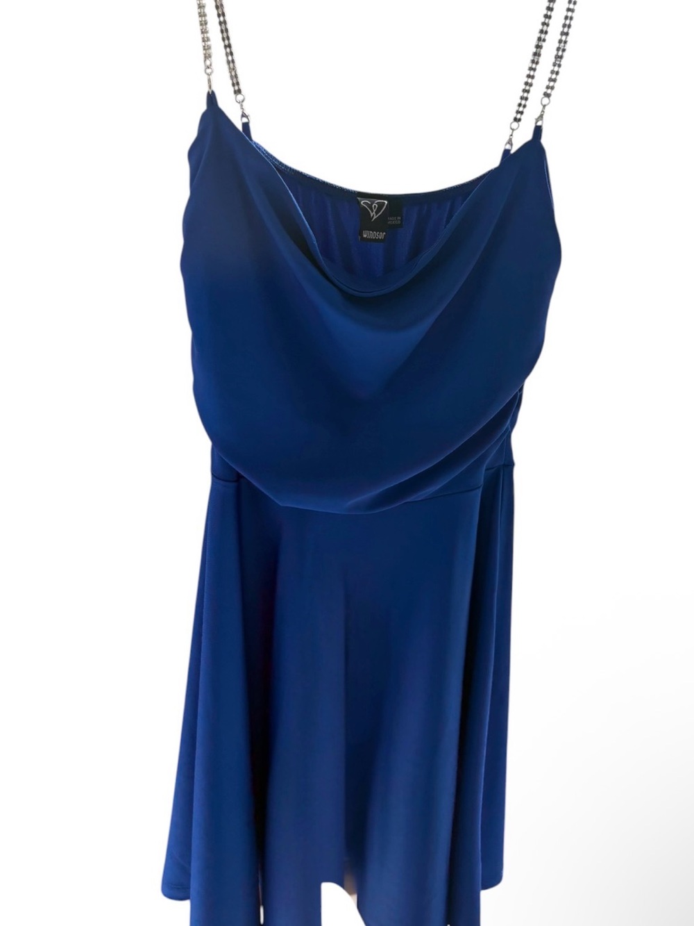 Windsor Mini Dress in Royal Blue with Rhinestone Chain Straps